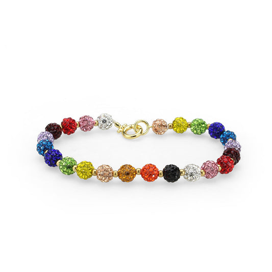 3W1796 - Gold Brass Bracelet with Top Grade Crystal in MultiColor-0