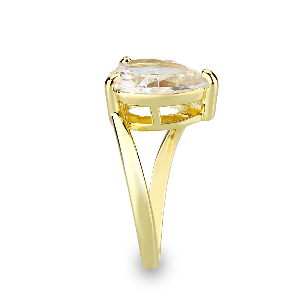3W1800 - Flash Gold Brass Ring with AAA Grade CZ  In Clear-4