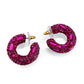 3W1801 - Flash Gold Brass Earring with Top Grade Crystal in Fuchsia-2