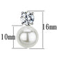 3W348 - Rhodium Brass Earrings with Synthetic Pearl in White-1