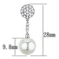 3W350 - Rhodium Brass Earrings with Synthetic Pearl in White-1