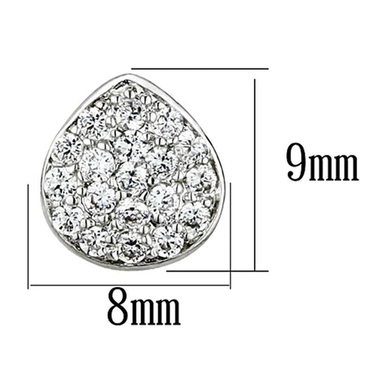 3W352 - Rhodium Brass Earrings with AAA Grade CZ  in Clear-1