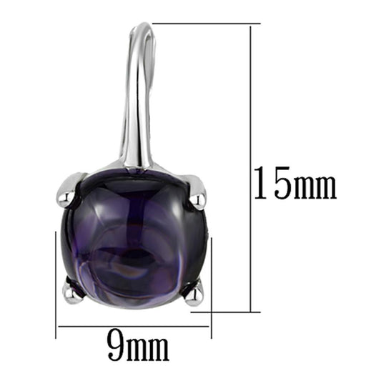 3W353 - Rhodium Brass Earrings with AAA Grade CZ  in Amethyst-1