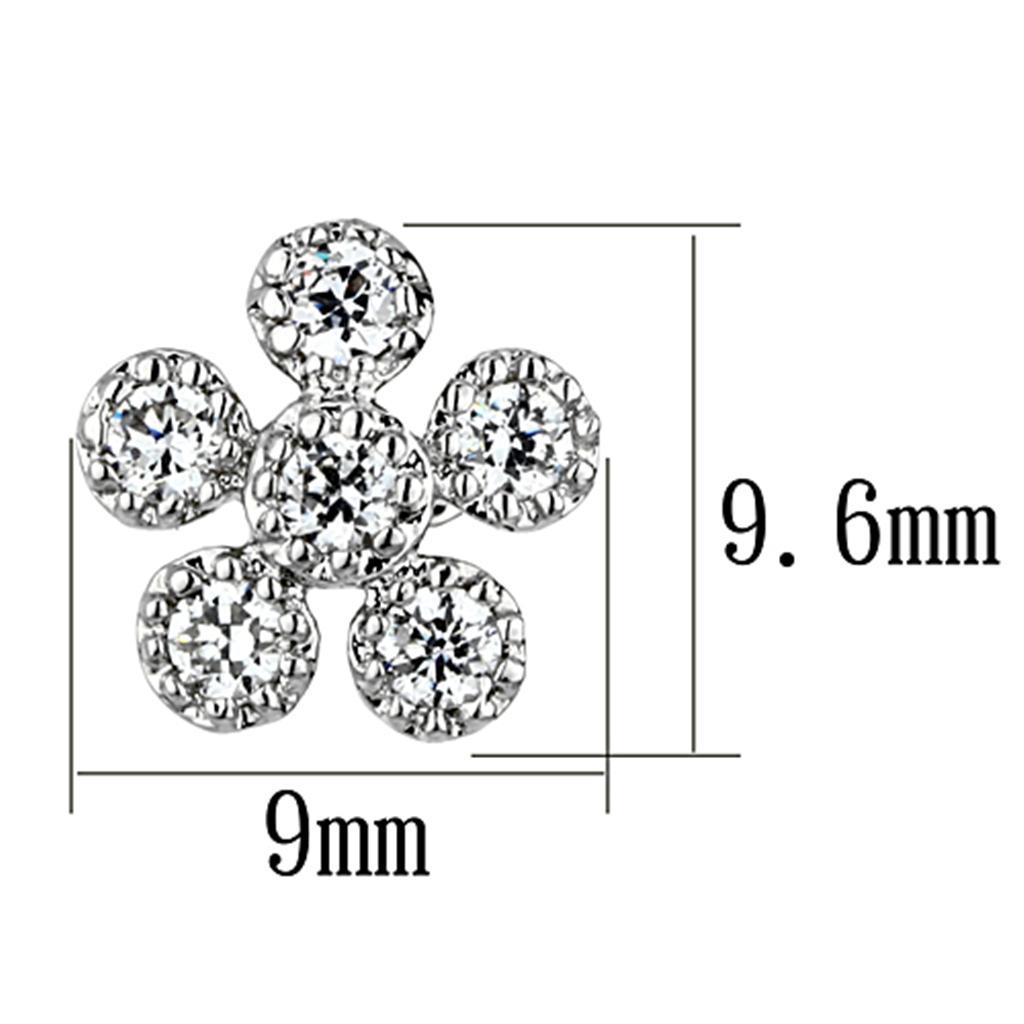 3W359 - Rhodium Brass Earrings with AAA Grade CZ  in Clear-1