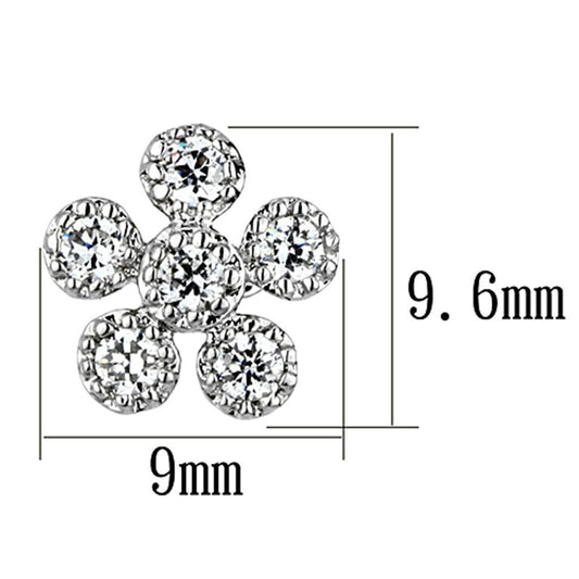 3W359 - Rhodium Brass Earrings with AAA Grade CZ  in Clear-1