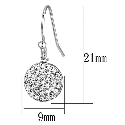 3W369 - Rhodium Brass Earrings with AAA Grade CZ  in Clear-1