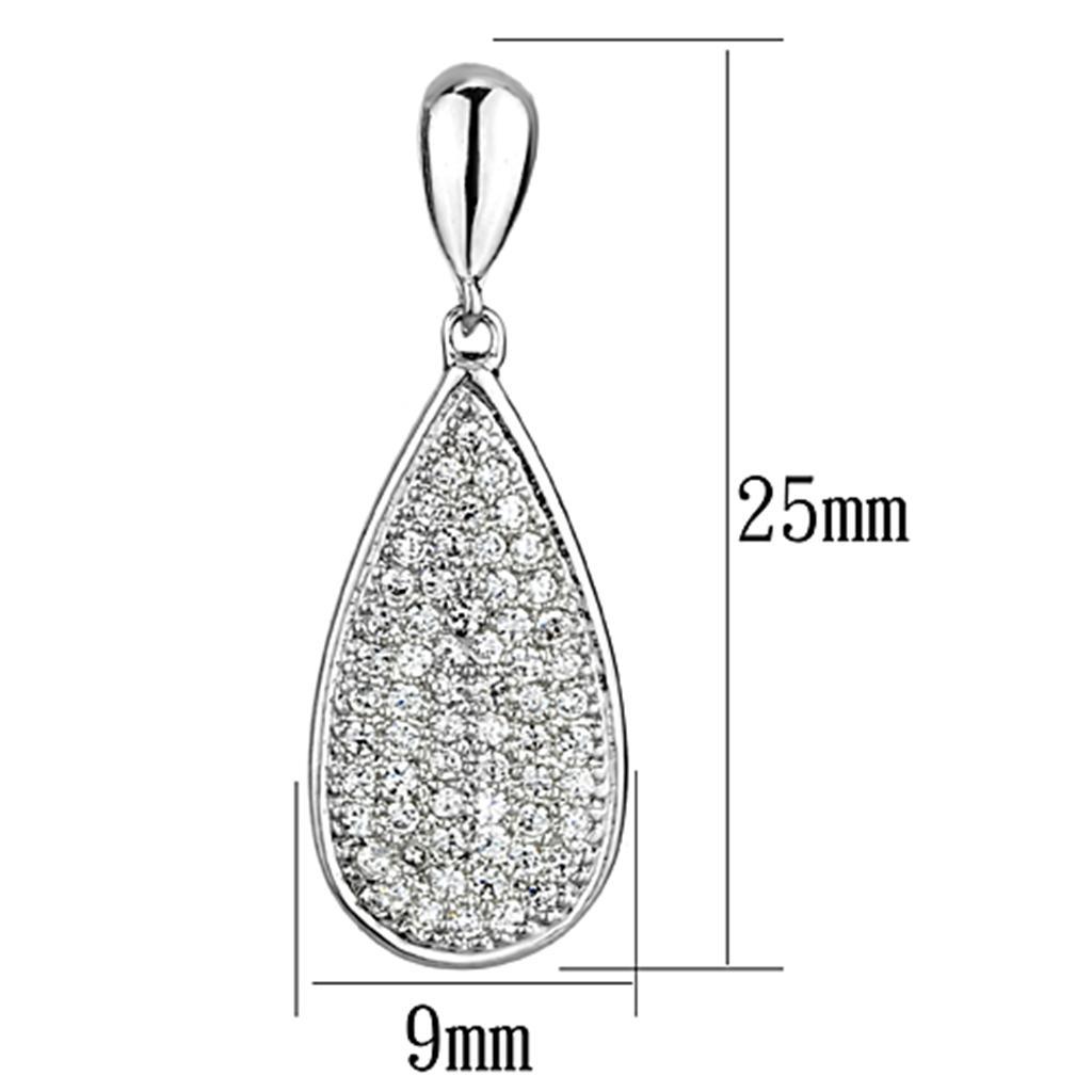 3W380 - Rhodium Brass Earrings with AAA Grade CZ  in Clear-1