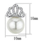 3W383 - Rhodium Brass Earrings with Synthetic Pearl in White-1