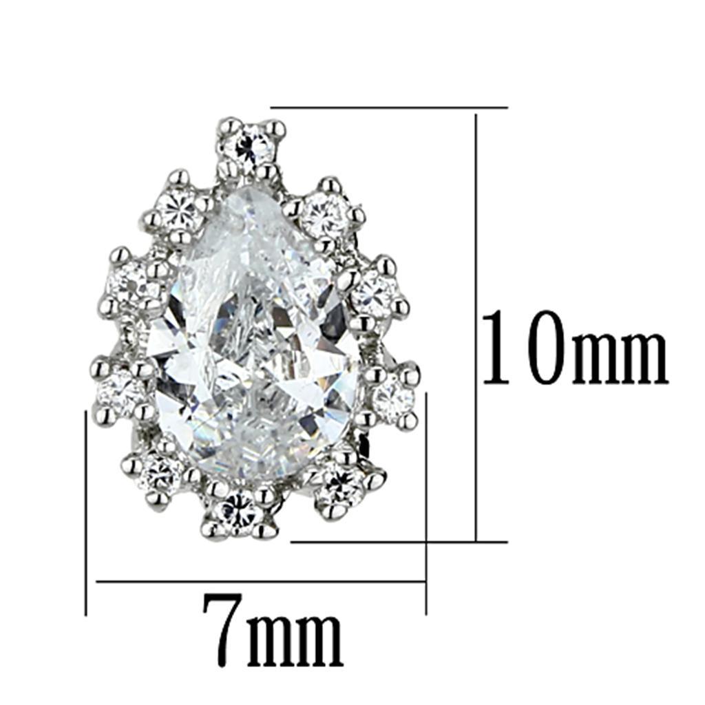 3W386 - Rhodium Brass Earrings with AAA Grade CZ  in Clear-1