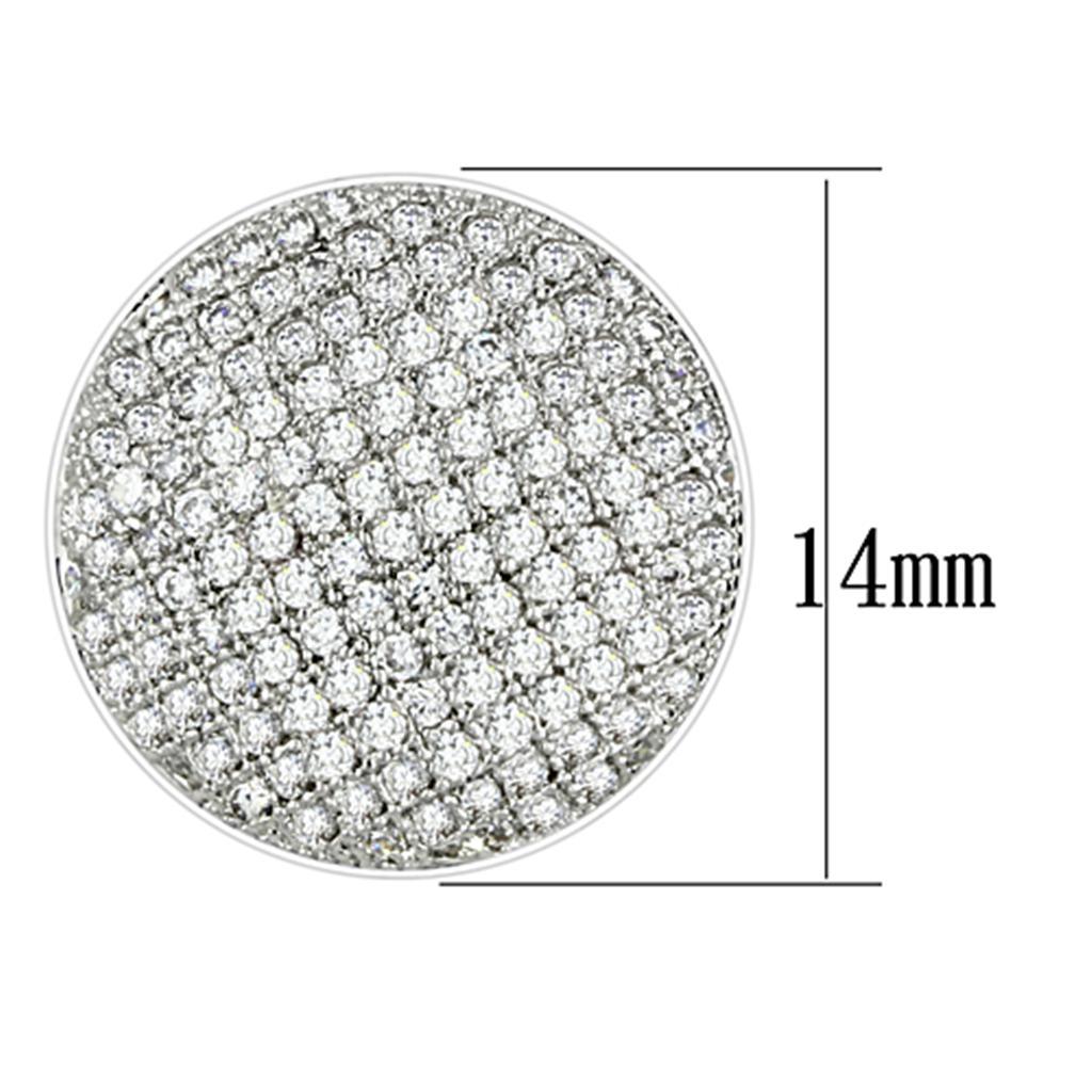 3W388 - Rhodium Brass Earrings with AAA Grade CZ  in Clear-1
