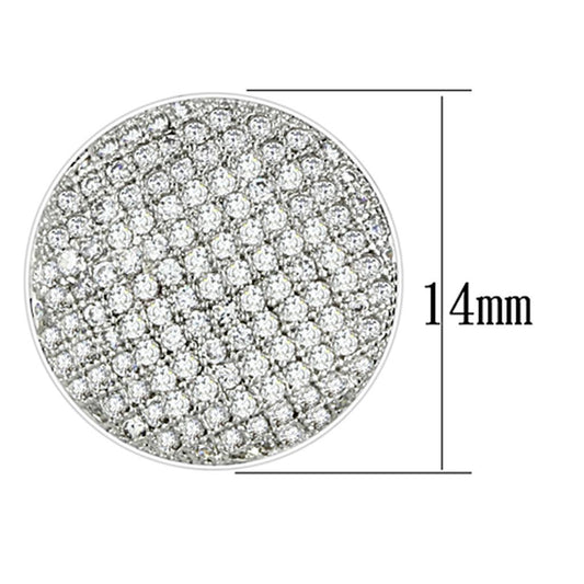 3W388 - Rhodium Brass Earrings with AAA Grade CZ  in Clear-1