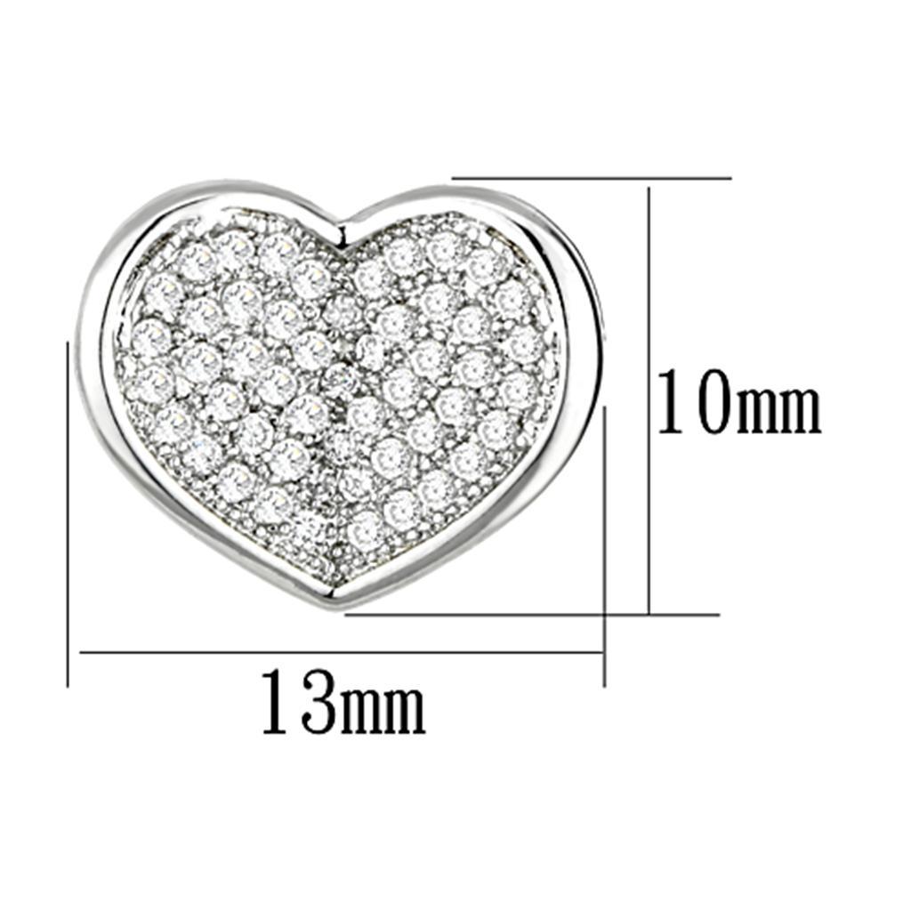 3W389 - Rhodium Brass Earrings with AAA Grade CZ  in Clear-1