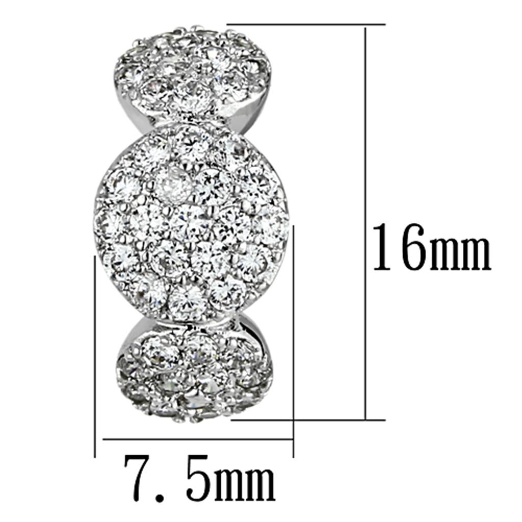 3W390 - Rhodium Brass Earrings with AAA Grade CZ  in Clear-1