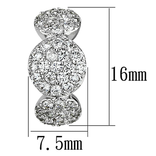 3W390 - Rhodium Brass Earrings with AAA Grade CZ  in Clear-1