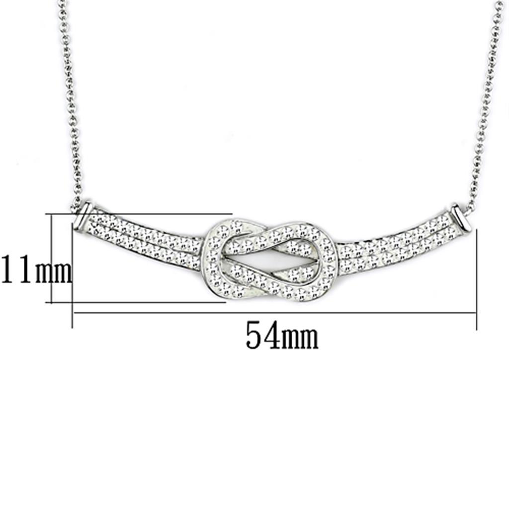 3W406 - Rhodium Brass Necklace with Top Grade Crystal  in Clear-1