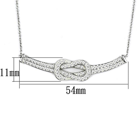 3W406 - Rhodium Brass Necklace with Top Grade Crystal  in Clear-1