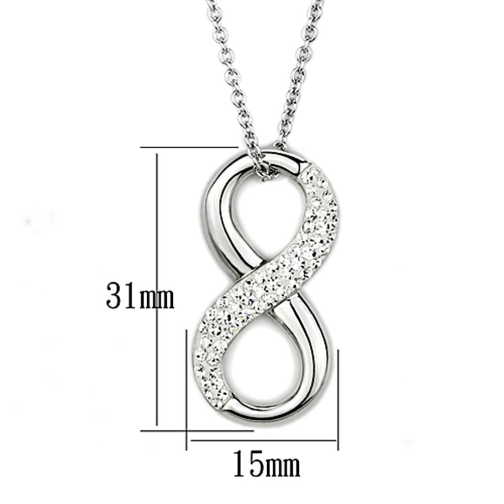 3W407 - Rhodium Brass Necklace with Top Grade Crystal  in Clear-1