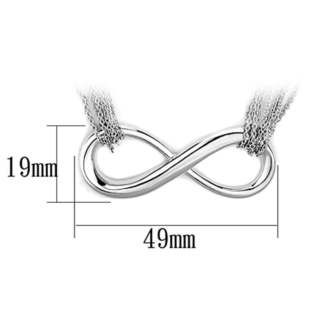 3W412 - Rhodium Brass Necklace with No Stone-1