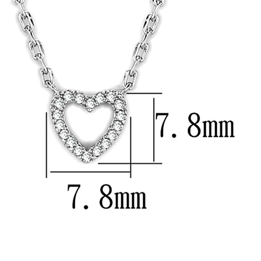 3W413 - Rhodium Brass Necklace with AAA Grade CZ  in Clear-1