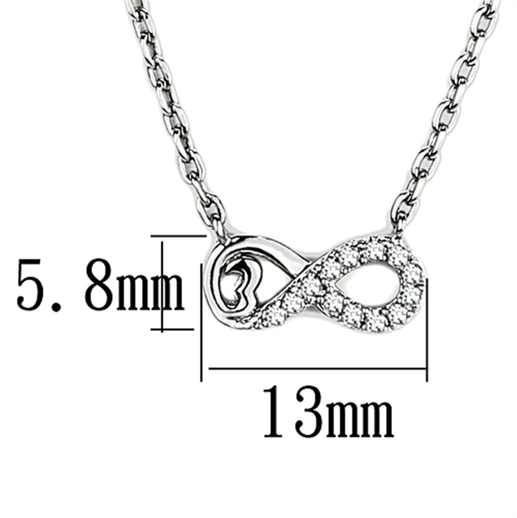 3W418 - Rhodium Brass Necklace with AAA Grade CZ  in Clear-1