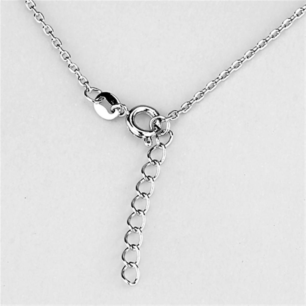 3W418 - Rhodium Brass Necklace with AAA Grade CZ  in Clear-2