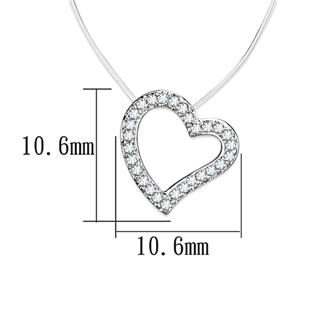3W420 - Rhodium Brass Necklace with AAA Grade CZ  in Clear-1