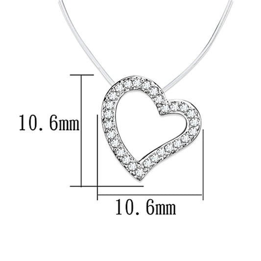 3W420 - Rhodium Brass Necklace with AAA Grade CZ  in Clear-1