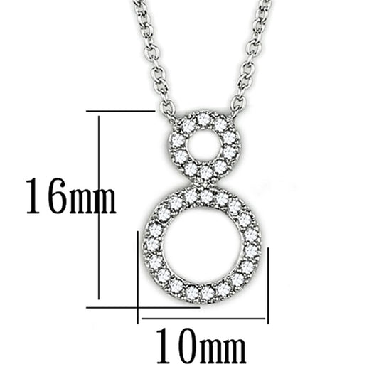 3W421 - Rhodium Brass Necklace with AAA Grade CZ  in Clear-1