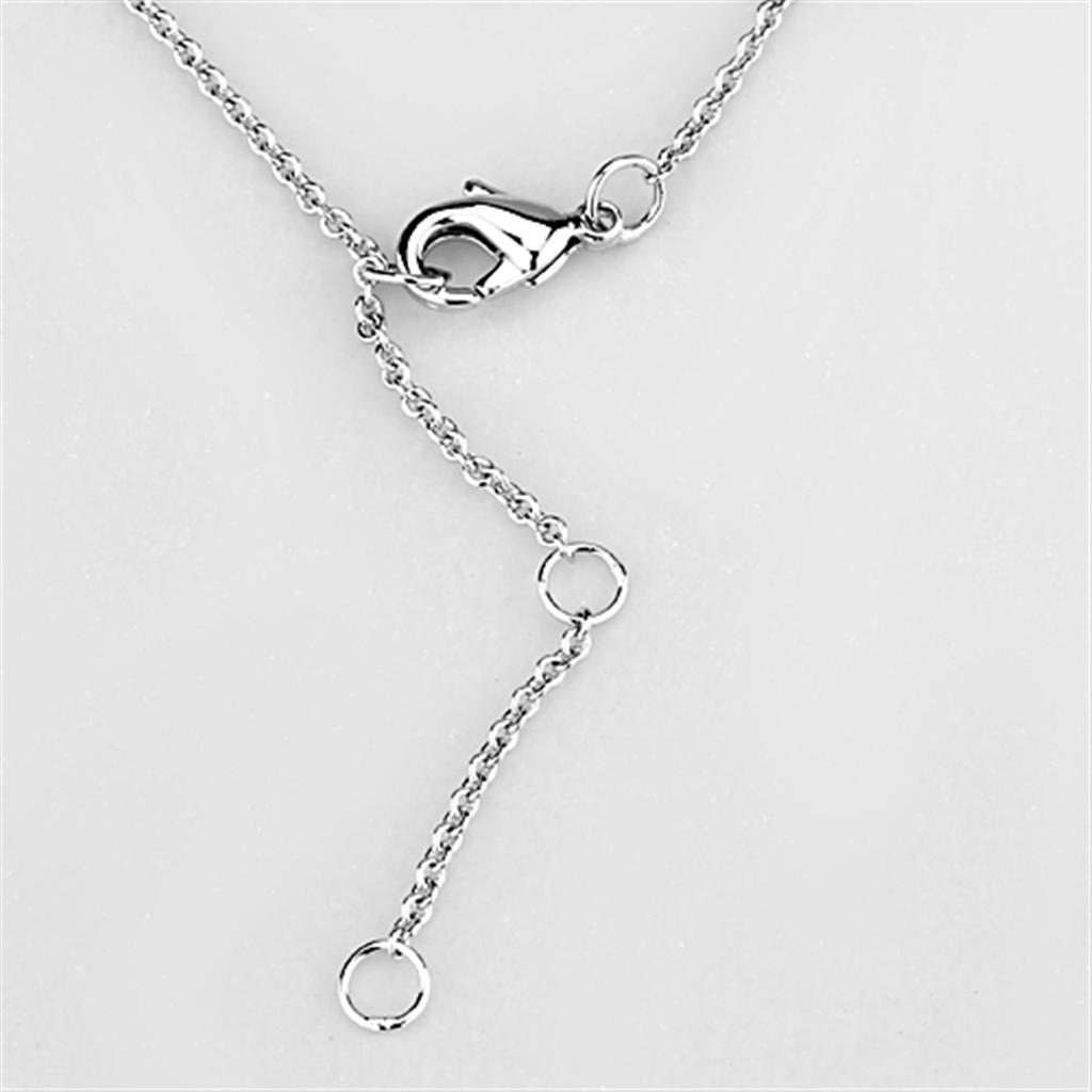 3W421 - Rhodium Brass Necklace with AAA Grade CZ  in Clear-2