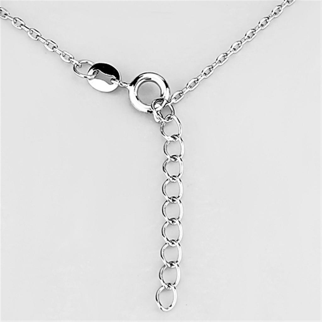 3W430 - Rhodium Brass Necklace with AAA Grade CZ  in Clear-2