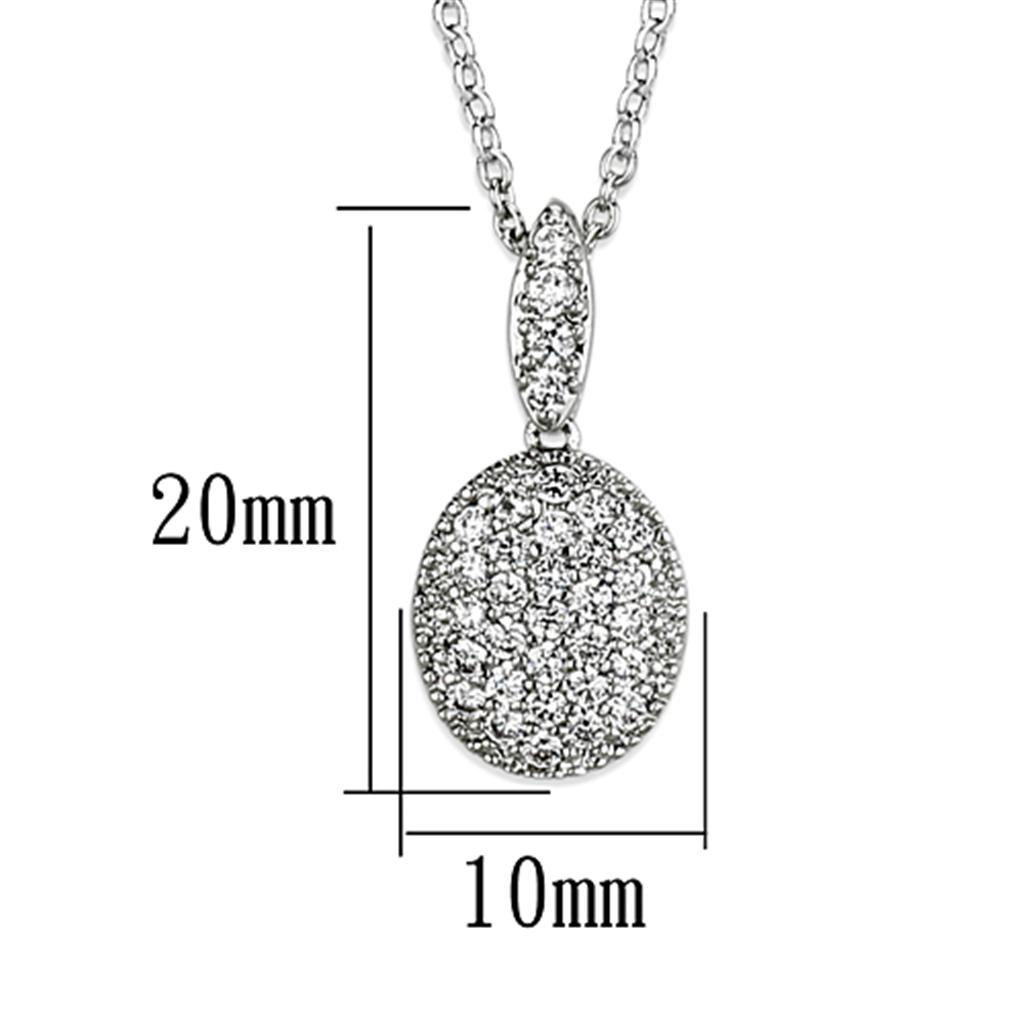 3W432 - Rhodium Brass Necklace with AAA Grade CZ  in Clear-1