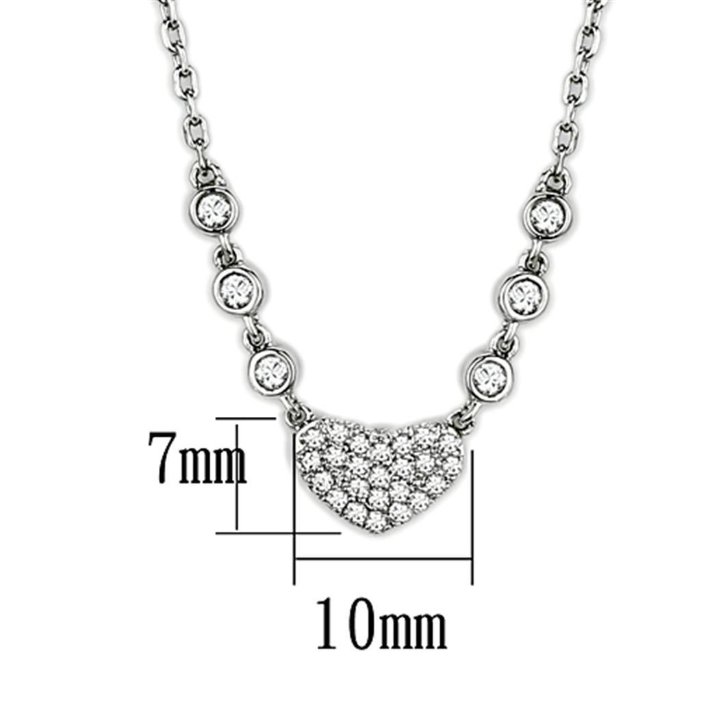 3W433 - Rhodium Brass Necklace with AAA Grade CZ  in Clear-1