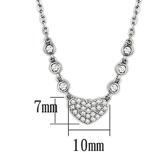 3W433 - Rhodium Brass Necklace with AAA Grade CZ  in Clear-1