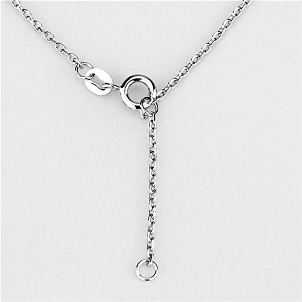 3W433 - Rhodium Brass Necklace with AAA Grade CZ  in Clear-2