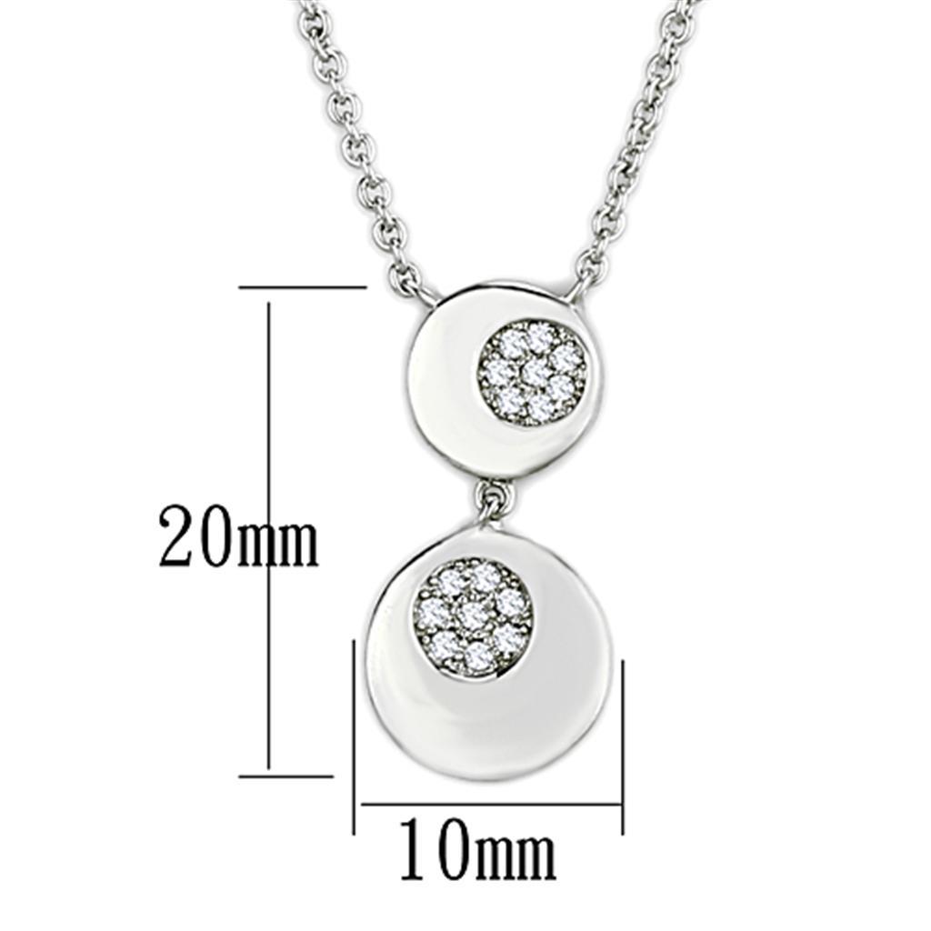 3W435 - Rhodium Brass Necklace with AAA Grade CZ  in Clear-1