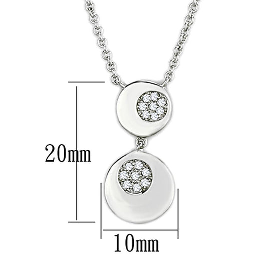 3W435 - Rhodium Brass Necklace with AAA Grade CZ  in Clear-1