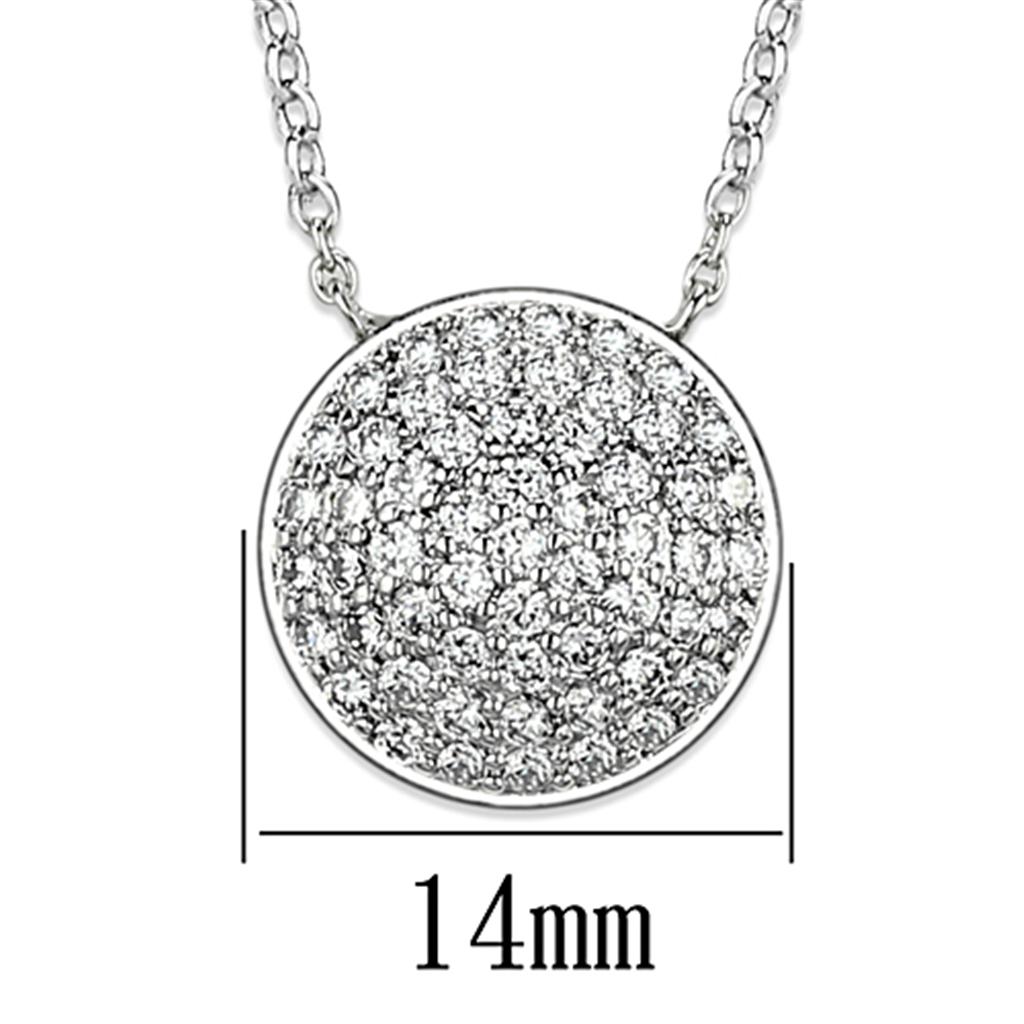 3W436 - Rhodium Brass Necklace with AAA Grade CZ  in Clear-1