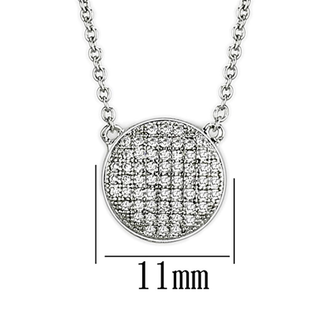 3W437 - Rhodium Brass Necklace with AAA Grade CZ  in Clear-1