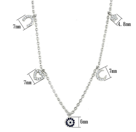 3W439 - Rhodium Brass Necklace with AAA Grade CZ  in Montana-1