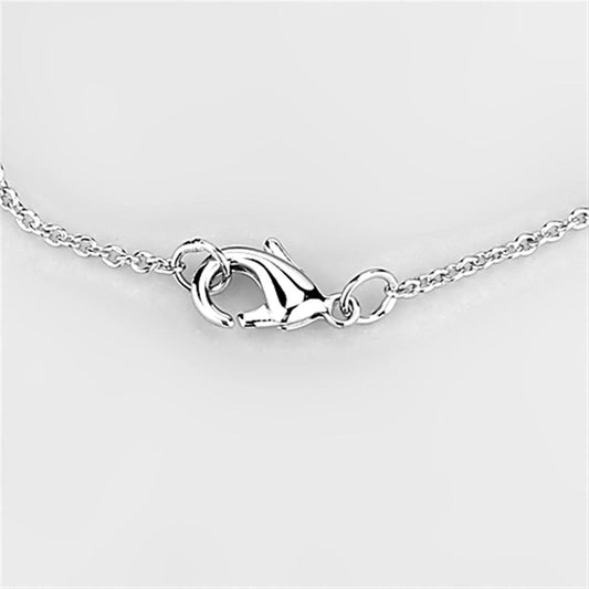 3W440 - Rhodium Brass Necklace with AAA Grade CZ  in Clear-1