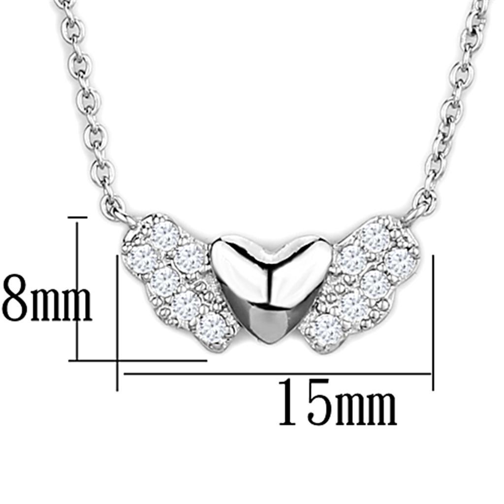 3W451 - Rhodium Brass Necklace with AAA Grade CZ  in Clear-1