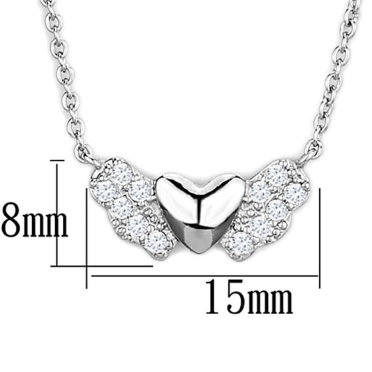 3W451 - Rhodium Brass Necklace with AAA Grade CZ  in Clear-1