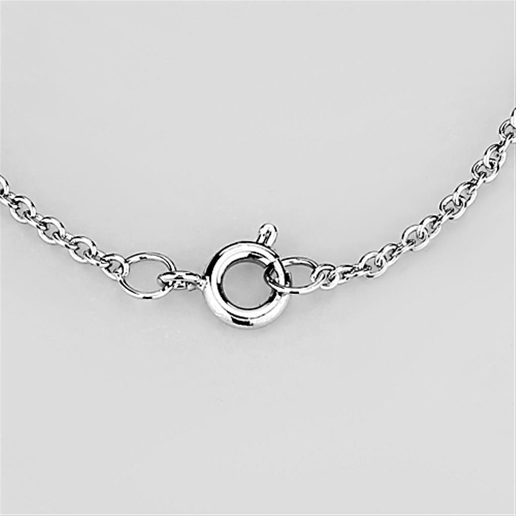 3W455 - Rhodium Brass Necklace with AAA Grade CZ  in Clear-2
