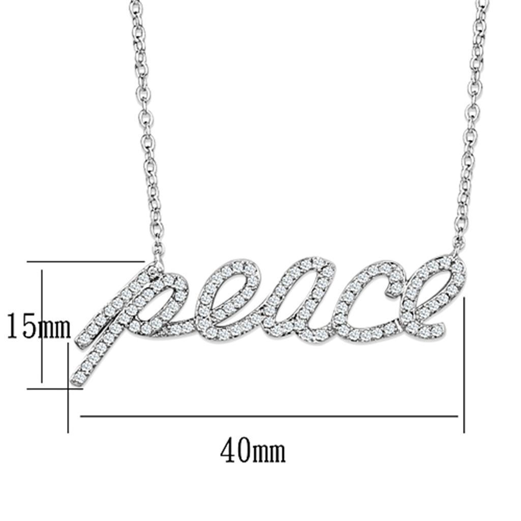 3W457 - Rhodium Brass Necklace with AAA Grade CZ  in Clear-1