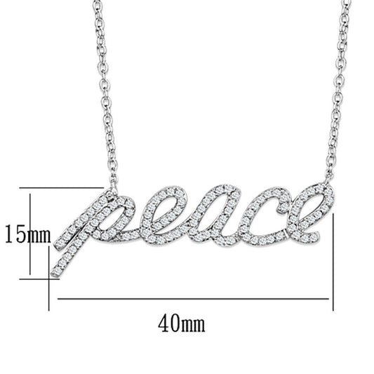 3W457 - Rhodium Brass Necklace with AAA Grade CZ  in Clear-1