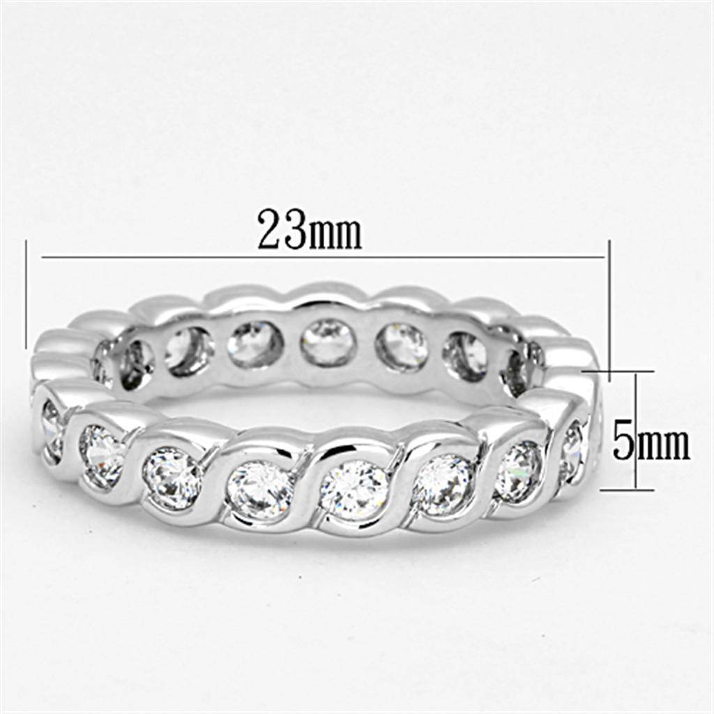 3W462 - Rhodium Brass Ring with AAA Grade CZ  in Clear-1