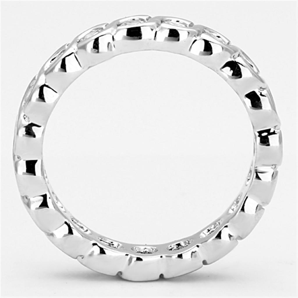 3W462 - Rhodium Brass Ring with AAA Grade CZ  in Clear-2