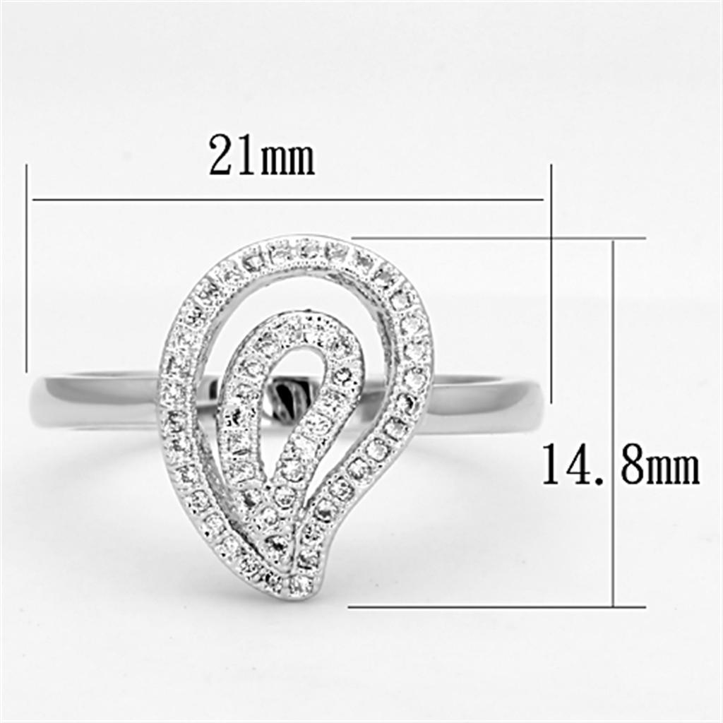 3W463 - Rhodium Brass Ring with AAA Grade CZ  in Clear-1