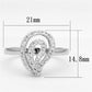 3W463 - Rhodium Brass Ring with AAA Grade CZ  in Clear-1