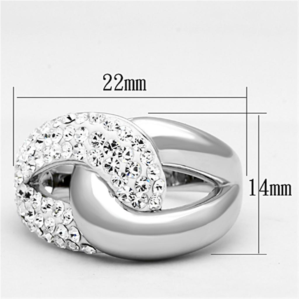 3W466 - Rhodium Brass Ring with Top Grade Crystal  in Clear-1